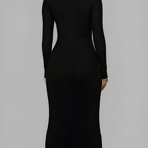 The Classic Ribbed Dress- Black - Picture 4 of 5